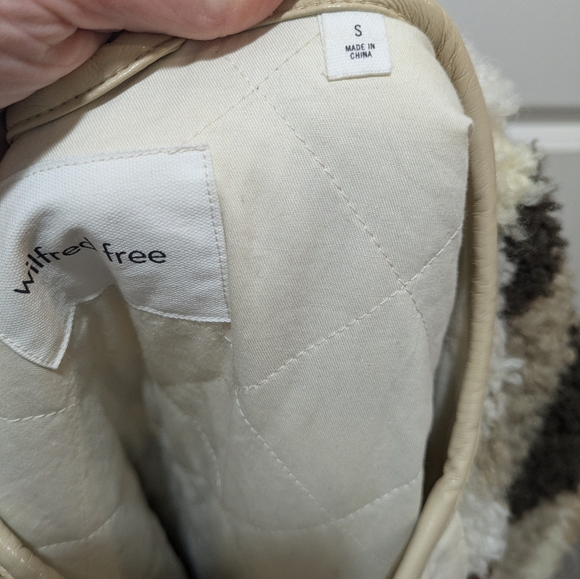 Aritizia Wilfred Free River Sherpa Jacket Ryegrass Yellow Cognac Sz Small - Picture 12 of 14